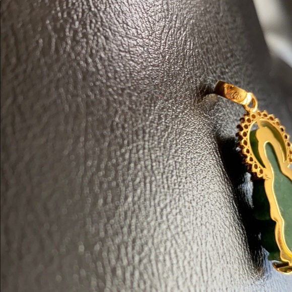 14K Real Gold Guanyin Kwan Yin Buddha Jade Pendant - Picture 8 of 10